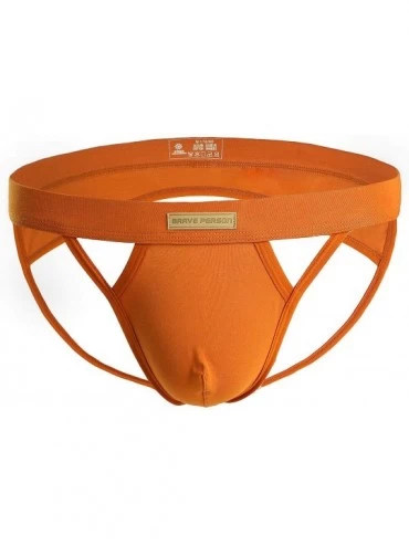 Briefs Men's Sexy Pouch Thong Breathable Cotton Underwear Briefs B1158 - Orange - C112NYMLYO5 $18.59