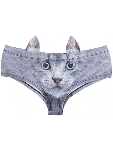 Panties Womens Sexy Animal Print Briefs with Ears Bikini Panties Briefs Underwear - Cat - C518ERR297L $24.22