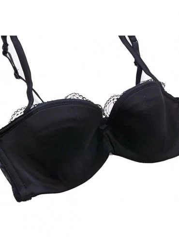 Bras Womens Thin Cotton Half Cup Bra and Panty Set - Black - CB185LY26OO $15.73