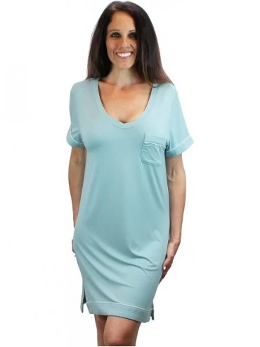 Nightgowns & Sleepshirts Women's Sleepwear Short Nightgown with White Trim Ultra Soft Pajama Nightshirt - Pale Green X-Large ...
