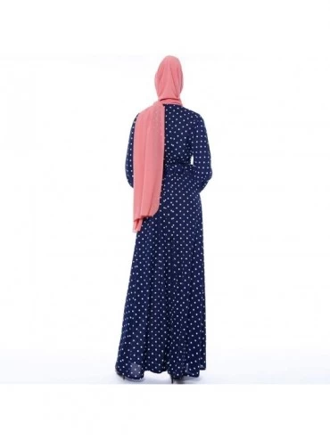 Robes Women's Long Sleeve Maxi Dress Muslim Abaya Robe Plain Simple Modern Islamic Arabic Style Casual Dress - 244-navy - C51...