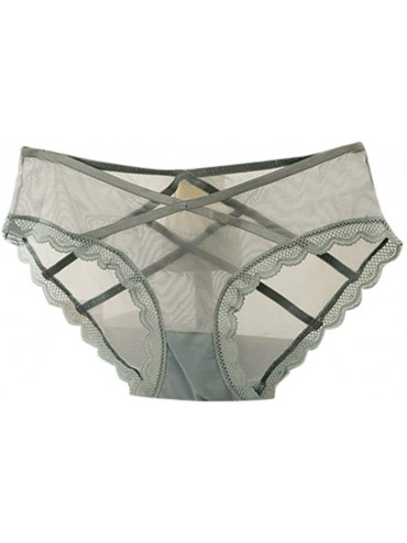 Camisoles & Tanks Womens Sexy Lace Mesh Strappy Briefs Ladies Comfortable Seamless Underpants - Gray - CQ1967RA3H8 $17.92