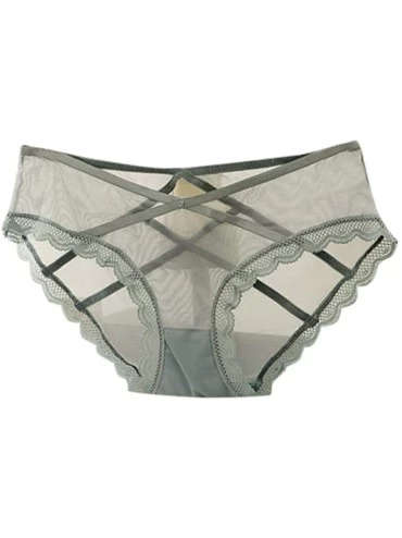 Camisoles & Tanks Womens Sexy Lace Mesh Strappy Briefs Ladies Comfortable Seamless Underpants - Gray - CQ1967RA3H8 $16.78