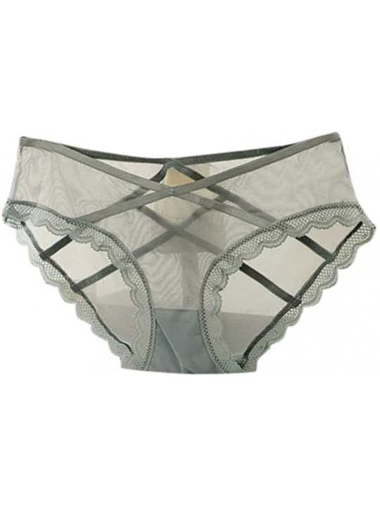 Camisoles & Tanks Womens Sexy Lace Mesh Strappy Briefs Ladies Comfortable Seamless Underpants - Gray - CQ1967RA3H8 $7.26
