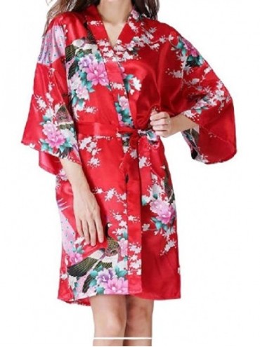 Tops Women's Floral Half Sleeve Mid-Length Kimono Comfy Sleepwear Soft Pj - Pattern10 - CV19876AOZS $36.32