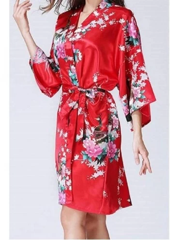 Tops Women's Floral Half Sleeve Mid-Length Kimono Comfy Sleepwear Soft Pj - Pattern10 - CV19876AOZS $17.73