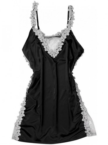 Garters & Garter Belts Lingerie for Women- Women Sexy Lingerie Sleepwear Embroidery Nightdress Lace Underwear Pajama - Black ...
