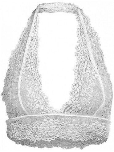 Bras Women's Breathable Sexy Comfy Deep V Lace Bra Underwear Lingerie - White3 - C0196YY334I $23.14