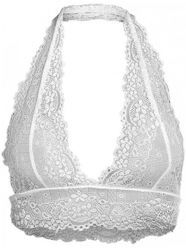 Bras Women's Breathable Sexy Comfy Deep V Lace Bra Underwear Lingerie - White3 - C0196YY334I $9.46