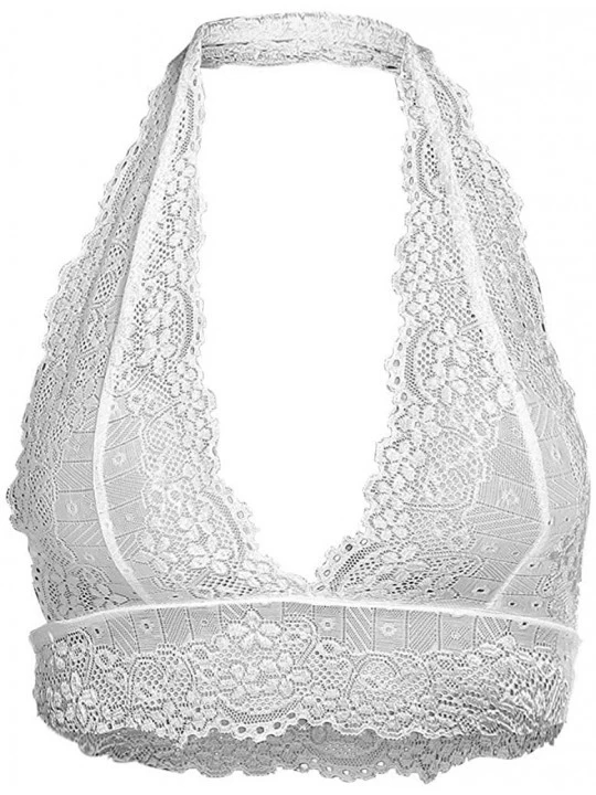 Bras Women's Breathable Sexy Comfy Deep V Lace Bra Underwear Lingerie - White3 - C0196YY334I $9.46