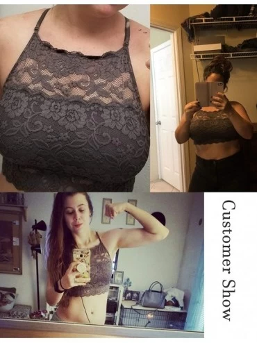 Camisoles & Tanks Sexy Bralettes for Women High Neck Lace Camisoles Racerback Double-Layered Crop Top - Grey - CH197QEQTEQ $1...