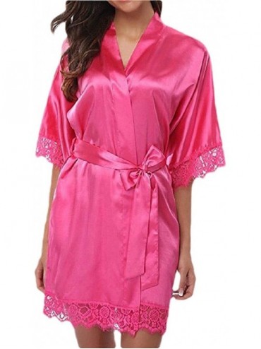 Robes Women Decor Kimono Sleepwear Robe Short Bathrobe Lace Soft Nightgowns - 5 - CD19DAD4LZ3 $51.13