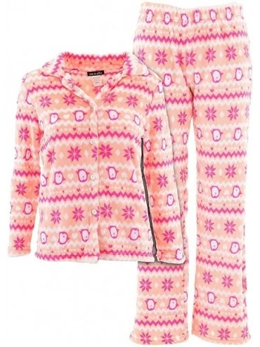Sets Juniors Novelty Print Plush Pajamas - Orange - CC188X5L62L $18.14