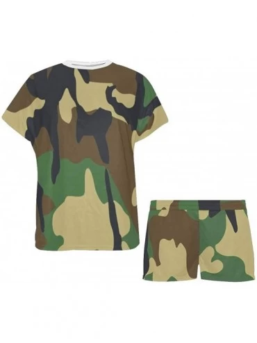 Sets Camouflage Pattern Women's Lightweight Pajama Set- Short Summer Pjs - Multi 1 - CI19D5Z6AW2 $72.43