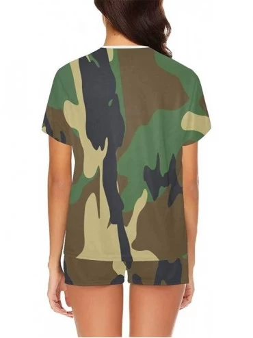 Sets Camouflage Pattern Women's Lightweight Pajama Set- Short Summer Pjs - Multi 1 - CI19D5Z6AW2 $38.57