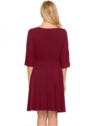 Nightgowns & Sleepshirts Women's Maternity Dress Nursing Nightgown for Breastfeeding Nightshirt Sleepwear - 8856_wine Red - C...