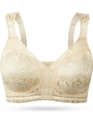 Bras Women's Full Coverage Non Padded Comfort Minimizer Wire-Free Bra Plus Size - Nude - C212O50R30Y $27.25