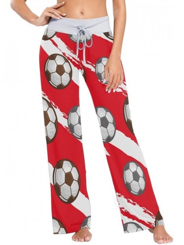 Bottoms Football Soccer Women Loose Palazzo Casual Drawstring Sleepwear Print Yoga Pants - CY19D8UDCLA $45.39