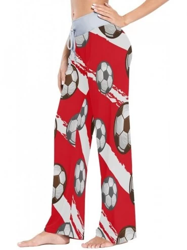Bottoms Football Soccer Women Loose Palazzo Casual Drawstring Sleepwear Print Yoga Pants - CY19D8UDCLA $19.54
