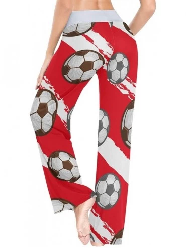 Bottoms Football Soccer Women Loose Palazzo Casual Drawstring Sleepwear Print Yoga Pants - CY19D8UDCLA $19.54