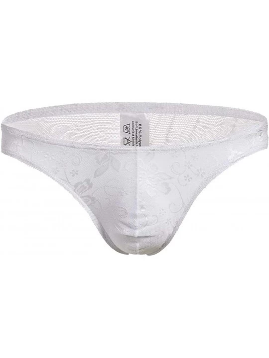 Briefs Fashion Sexy Full Lace S Men Underwear Lingerie Bokserki Men Underwear Sexy Briefs - White - CT19E6Y6CCE $34.31