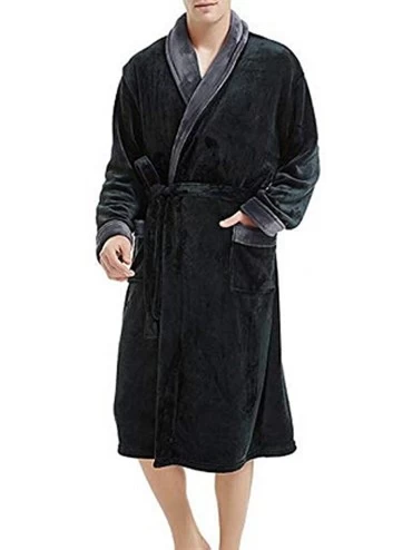 Robes Men's Winter Plush Lengthened Shawl Bathrobe Home Clothes Long Sleeved Robe Coat - Gray - C818M04EGDX $32.44