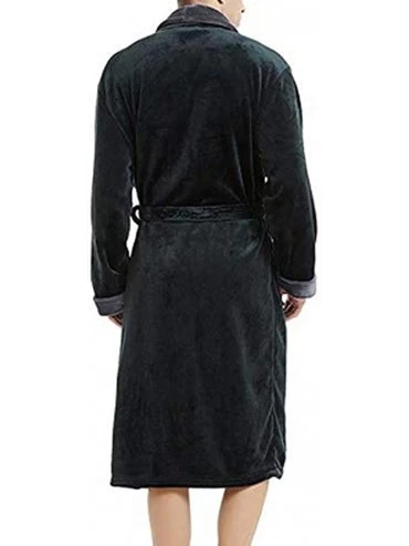 Robes Men's Winter Plush Lengthened Shawl Bathrobe Home Clothes Long Sleeved Robe Coat - Gray - C818M04EGDX $12.98