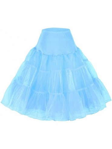 Slips Women's 50s Vintage Rockabilly Petticoat- 25"/64cm Length Underskirt - Sky Blue - C011O5ZT739 $13.84