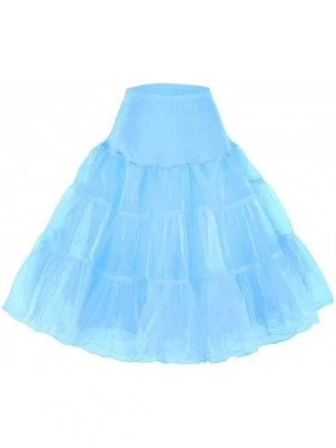Slips Women's 50s Vintage Rockabilly Petticoat- 25"/64cm Length Underskirt - Sky Blue - C011O5ZT739 $32.86