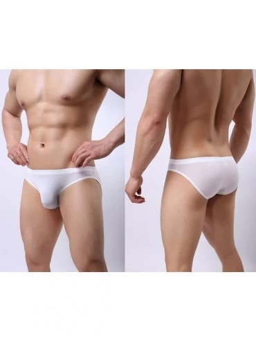 Briefs Men's Briefs Low Rise Ice Silk Bikinis Seamless Underwear - 04a-8pack - CV1808SCQ8S $28.80