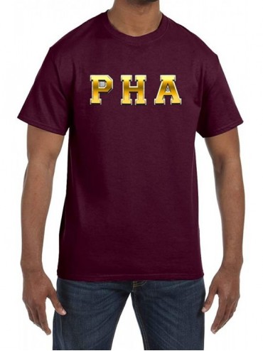Undershirts Prince Hall Gold PHA Masonic Men's Crewneck T-Shirt - Maroon - C11853OY25E $43.64