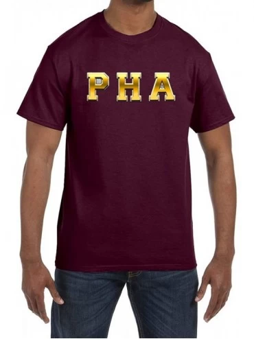 Undershirts Prince Hall Gold PHA Masonic Men's Crewneck T-Shirt - Maroon - C11853OY25E $36.62