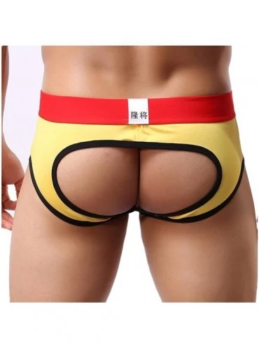 Briefs Mens Jockstrap- Mens Sexy Gay Underwear for Sex - Yellow - C21897OLCWK $17.10