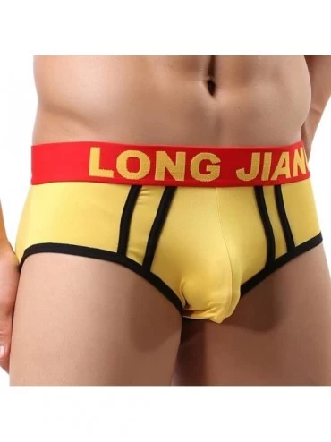 Briefs Mens Jockstrap- Mens Sexy Gay Underwear for Sex - Yellow - C21897OLCWK $8.22