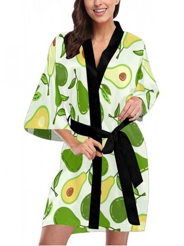 Robes Custom Watercolor Fruits Avocado Pattern Women Kimono Robes Beach Cover Up for Parties Wedding (XS-2XL) - Multi 4 - CM1...