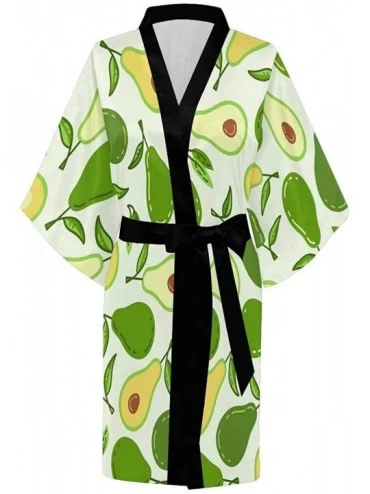 Robes Custom Watercolor Fruits Avocado Pattern Women Kimono Robes Beach Cover Up for Parties Wedding (XS-2XL) - Multi 4 - CM1...