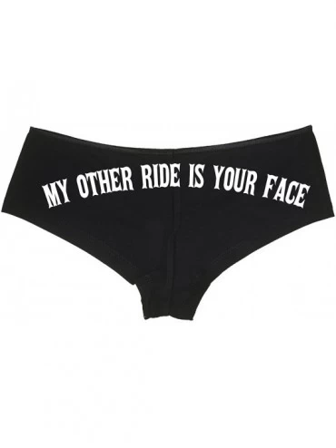Panties My Other Ride is Your Face Boy Short Panties - Fun Flirty Boyshort Panties - White - CN18849IKZU $25.98