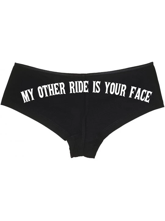 Panties My Other Ride is Your Face Boy Short Panties - Fun Flirty Boyshort Panties - White - CN18849IKZU $13.88