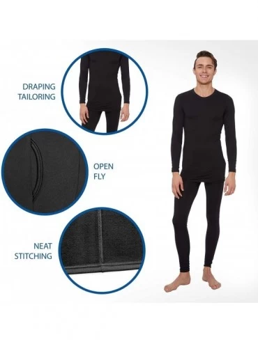 Thermal Underwear Thermal Underwear for Men Fleece Lined Thermals Men's Base Layer Long John Set - Navy - Midweight (Fleece) ...