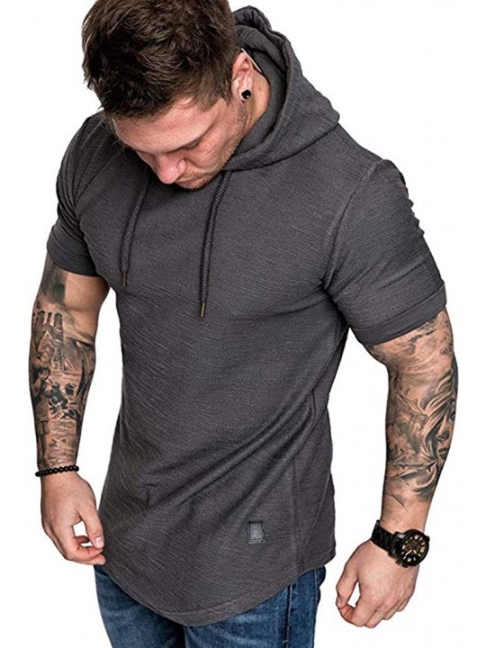 Fashion Men's Slim Fit Casual Pattern Large Size Short Sleeve Hoodie ...