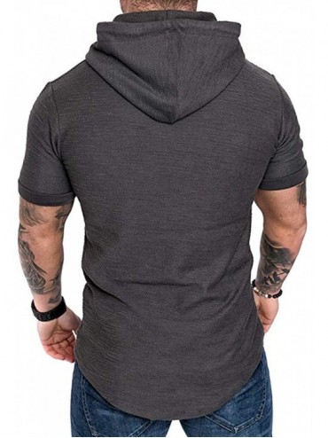 Fashion Men's Slim Fit Casual Pattern Large Size Short Sleeve Hoodie ...