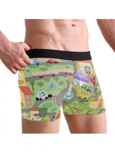 Boxer Briefs Lovely City Landscape Train Track Men's Underwear Soft Polyester Boxer Brief for Men Adult Teen Children Kids S ...