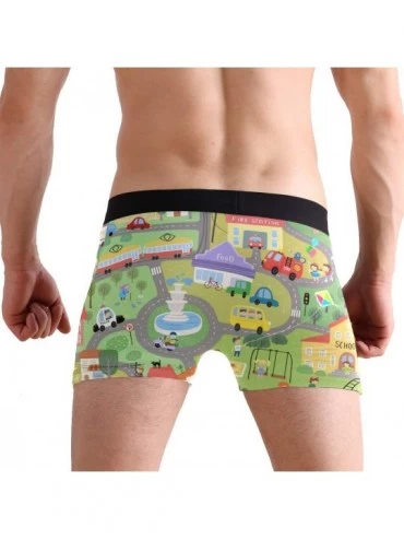 Boxer Briefs Lovely City Landscape Train Track Men's Underwear Soft Polyester Boxer Brief for Men Adult Teen Children Kids S ...