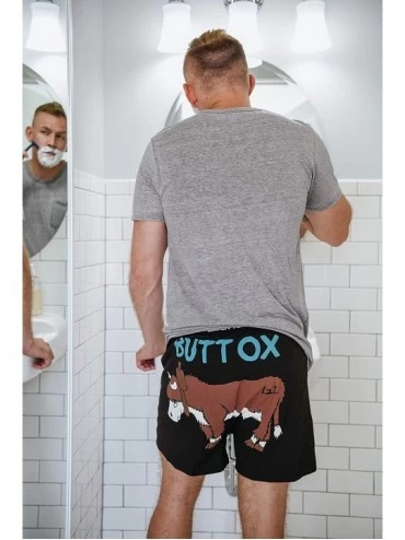 Boxers Funny Animal Boxers- Novelty Boxer Shorts- Humorous Underwear- Gag Gifts for Men - Butt Ox Boxers - C418E6MXNSY $11.90