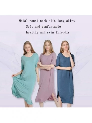 Nightgowns & Sleepshirts Short Sleeved Plus Size Pajamas Long Skirt Lightweight Pajamas Home Service Round Neck Nightdress Li...