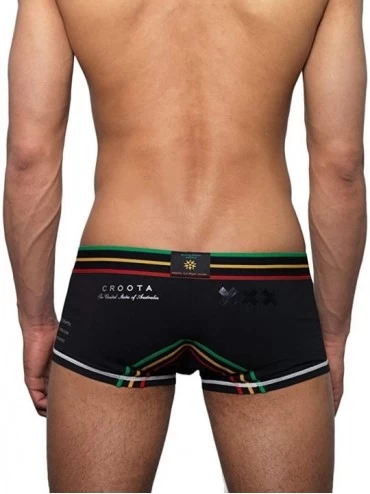 Boxer Briefs Mens Underwear- Low-Rise Boxer Brief- Satin Accented Waistband - Rasta Black - CD11NH06YLV $24.54
