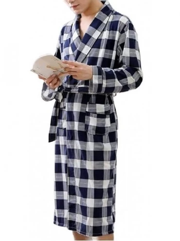 Robes Men's Soft Robes Plaid Bathrobe Shawl Collar Loungewears - 1 - CI18ZIK2AN6 $49.76