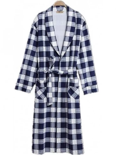 Robes Men's Soft Robes Plaid Bathrobe Shawl Collar Loungewears - 1 - CI18ZIK2AN6 $27.20