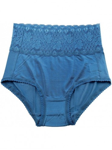 Panties Women's 100% Mulberry Silk Brief Panties Lace Hipster Underwear Thong - Blue - CV1866U6E6L $24.52