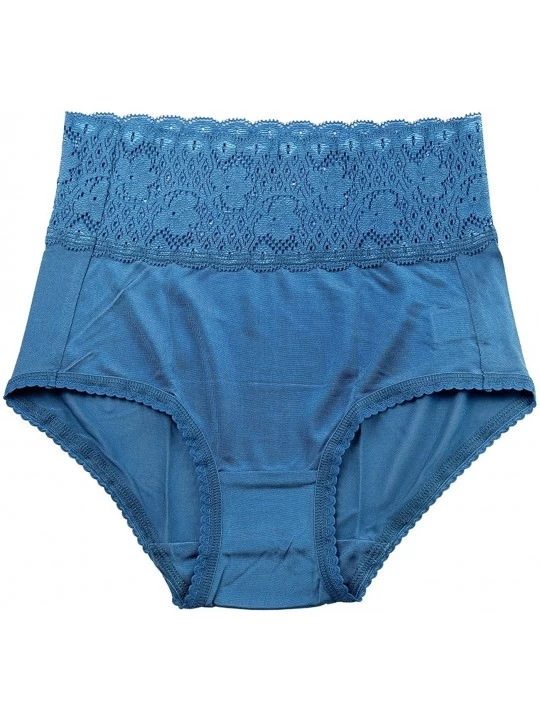 Panties Women's 100% Mulberry Silk Brief Panties Lace Hipster Underwear Thong - Blue - CV1866U6E6L $12.12